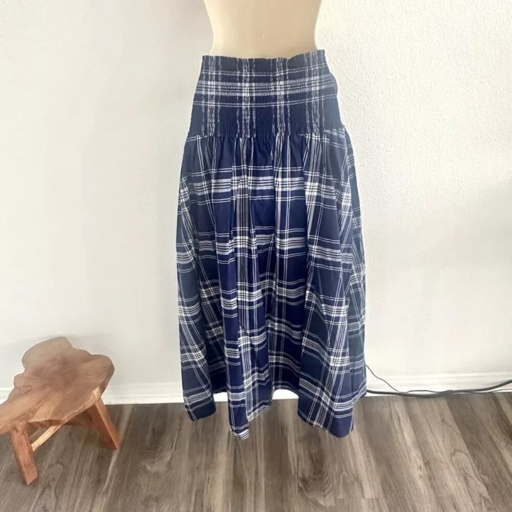Hill House Blue and White Plaid Midi Skirt - Picture 7 of 8